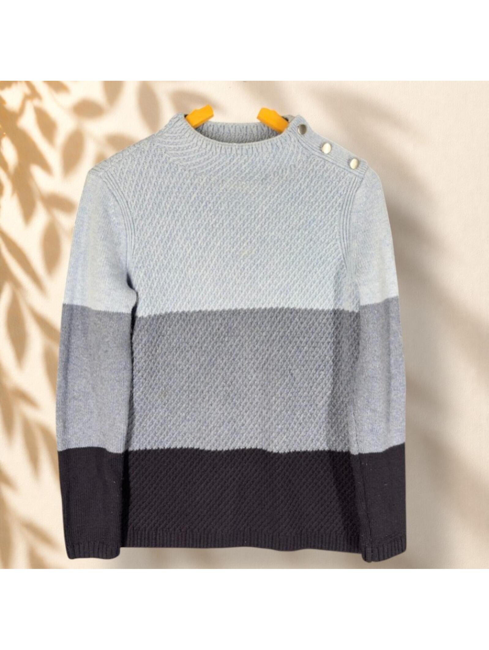 Talbots Sweater Pullover Women S Small Blue Striped Knit Long Sleeve Soft Cotton